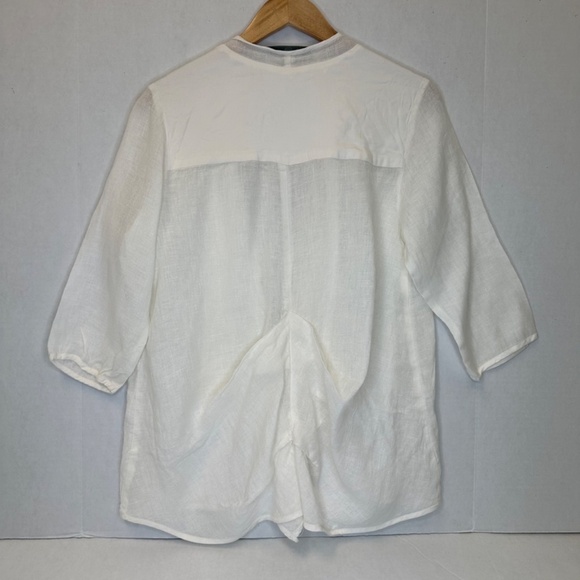 Emil Rutenberg Linen Blend Pearl Color Open Cardigan Fringe Front size 8 - Picture 2 of 10